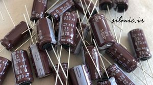 خازن 820 میکرو فاراد 25 ولت nippon ژاپن سری kzh با Ultra Low impedance