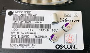 خازن جامد 180 میکرو فاراد 16 ولت SANYO ژاپن نوع OS-CON سری SVP