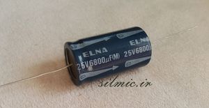 خازن اودیو 6800 میکرو فاراد 25 ولت ELNA اکسیال با کیفیت صوتی بالا سری TE2