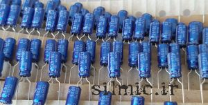 خازن آدیو 47 میکرو فاراد 16 ولت ژاپنی ELNA مدل استاندارد blue robe سری RE2