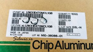 خازن 47 میکرو فاراد 25 ولت smd ساخت nichicon ژاپن سری UWX استاندارد