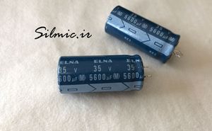 خازن 5600 میکرو فاراد 35 ولت elna ژاپن سری re3 blue robe با ابعاد مینیاتوری