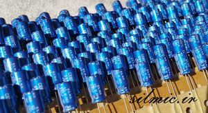 خازن 330 میکرو فاراد 10 ولت elna ژاپن سری re3 blue robe با ابعاد مینیاتوری