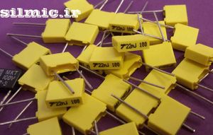 خازن ام کا تی 22 نانو فاراد 100 ولت Polyester Film MKT ساخت AVX TPC آمریکا
