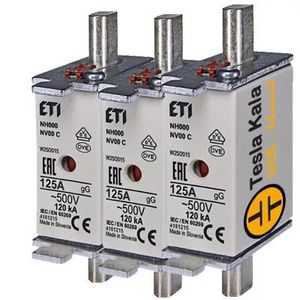 یک عدد فیوز کاردی ETI آمپر 125 تا 160، gG پایه کوتاه با نشانگر، سایز 00C ( آمپر فیوز به انتخاب )