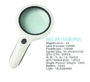 ذره بین 4x قطر 10 سانت مدل 95100B با 18 عدد LED