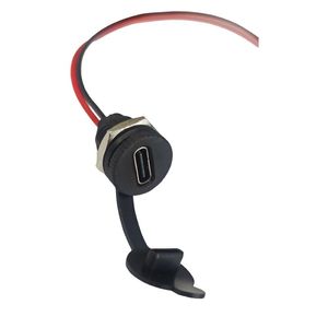کانکتور مادگی Type-c پنلی 2 پین سیم دار پیچی ضد آب دارای درپوش