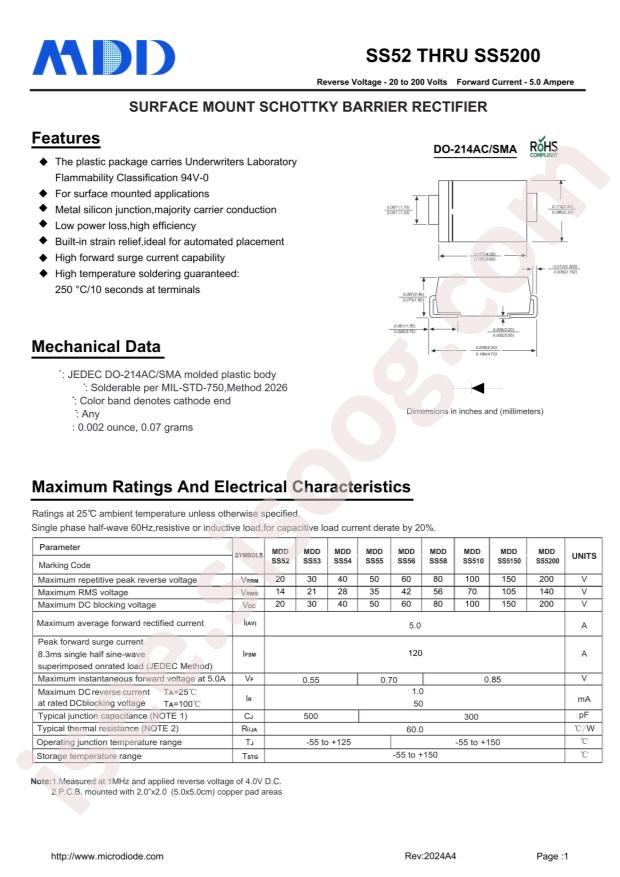 MDD(Microdiode Semiconductor) SS54