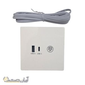 منبع تغذیه و کنترلر لمسی لاینر LED سه‌کاره 24 ولت 40 وات سفید، مجهز به USB-A و USB-C