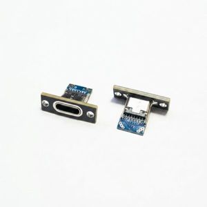 سوکت مادگی USB Type-C رو پنلی فلزی 2 پین مشکی
