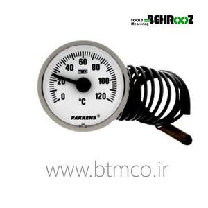گیج دما 120 درجه پکنز با غلاف فنری