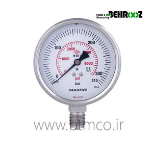 گیج فشار 300 بار صفحه 6 سانت پکنز