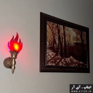 مشعل مصنوعی شارژی دیواری دارای انیمیشن شعله ی آتش / جایگزین گرسوز گازی / شارژدهی بالای 15 ساعت / مناسب رستوران ها دکوراسیون داخلی روشنایی شب خواب دارای ولوم کنترل روشنایی
