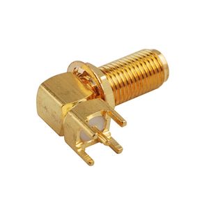 SMA Female Right Angle Bulkhead Mount Connector Solder Attachment Thru Hole PCB - 10mm/ Used