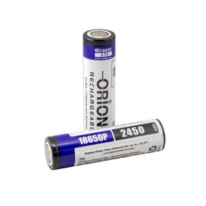 باتری لیتیوم یون 3.7v سایز 18650 سرتخت 2450mAh ضریب جریان 5C مارک ORION
