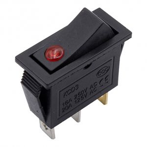 کلید راکر باریک یکطرفه چراغدار 3Pin مدل KCD3-301N-3P