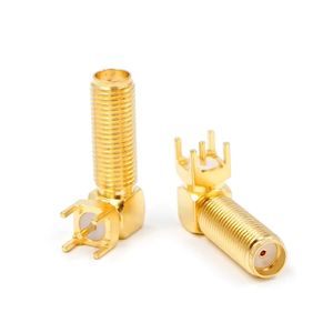 SMA Female Right Angle Bulkhead Mount Connector Solder Attachment Thru Hole PCB - 20mm/Used