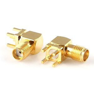SMA Female Right Angle Mount Connector Solder Attachment Thru Hole PCB/Used