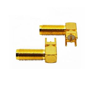 SMA Female Right Angle Bulkhead Mount Connector Solder Attachment Thru Hole PCB - 15mm/Used