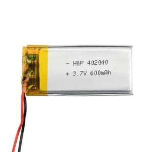 باتری لیتیوم پلیمر 3.7v ظرفیت 600mAh کد 402040