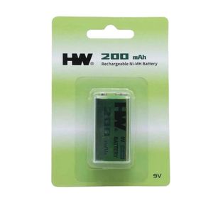 باتری کتابی 9 ولت شارژی ظرفیت 200mAH میلی آمپر برند HW
