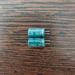 TAICON 16V 100uF – خازن 16 ولت 100 میکرو فاراد سری HW ابعاد 11 * 6