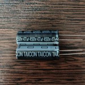 TAICON 450V 47uF - خازن الکترولیت 450 ولت 47 میکرو فاراد سری BY ابعاد 35.5 * 12.5