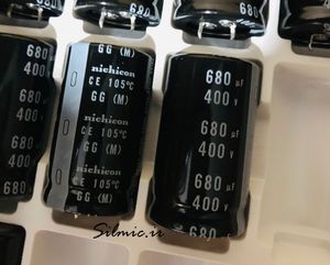 خازن 680 میکرو فاراد 400 ولت ساخت Nichicon ژاپن سری GG با ابعاد کوچک