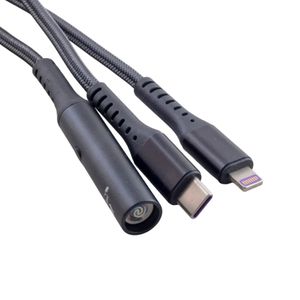 کابل شارژ کنفی چندکاره USB به Micro-usb/Lightning و فندک الکترونیکی المنتی طول 1m