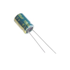 خازن الکترولیتی بشکه ای 1000uF میکرو فاراد 6.3V ولت برند JWCO GREEN LF
