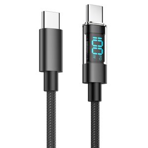 کابل فست شارژر Type-C به Type-C دارای نمایشگر دیجیتال طول یک متر