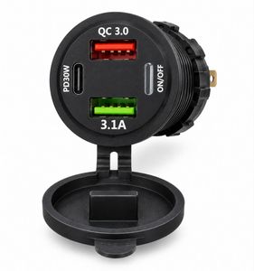 شارژر خودرویی پنلی 3پورت به همراه کلید قطع و وصل دارای نمایشگر ولتاژ(ابی رنگ)MT-2U1C Switch