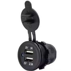 شارژر USB خودرویی پنلی گرد دو خروجی 2.1 و 1 آمپر