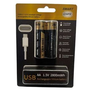 باتری قلمی شارژی 2800mAh جفتی با ورودی TYPE-C
