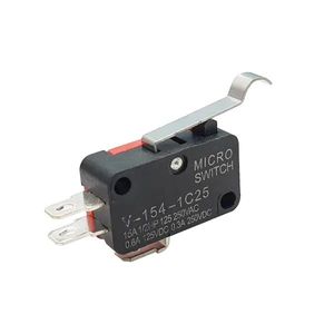 میکرو سوئیچ اهرم دار 15 آمپر دسته خمیده V-154-1C25