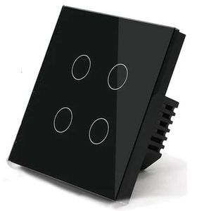کلید چهار پل هوشمند لمسی با قابلیت کنترل از طریق WiFi و ریموت 433MHz - قاب مشکی