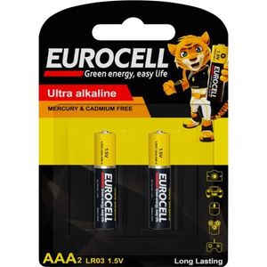 باتری نیم قلمی اولترا آلکالاین یوروسل EUROCELL بسته 4 عددی