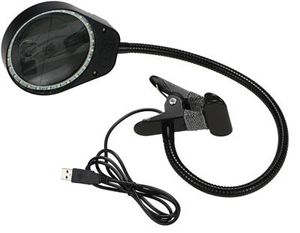 MAGNIFYING GLASS WITH CLIP AND LED
