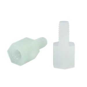 اسپیسر پلاستیکی با طول 6 میلیمتر یک سر مهره و یک سر پیچ شماره 3 با پارت نامبر HTS-306 - SPACER 6MM FM پلاستیکی