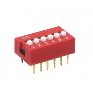 دیپ سوئیچ 6 پل روبردی مدل DIP SWITCH-06RN
