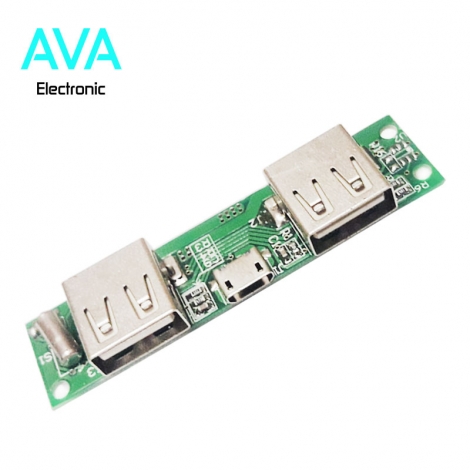 برد شارژ و دشارژ باتری لیتیومی 5v 2A دارای دو خروجی USB (برد پاور بانک)