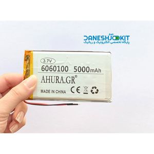 باتری 5000mAh لیتیوم پلیمر Li-Po 3.7V تک سل 6060100