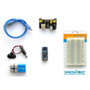 کیت آردوینو Arduino NANO R3 به همراه ماژول تغذیه و باتری