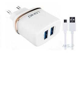 شارژر موبایل 2.4 آمپر دو پورت LDNIO AC52 +کابل شارژ