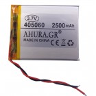 باتری لیتیوم پلیمر 3.7v ظرفیت 2500mAh مارک AHURA.GR کد 405060