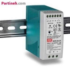منبع تغذیه ریلی تک فاز 24 ولت 2.5 آمپر مینول MEAN WELL مدل MDR-60-24