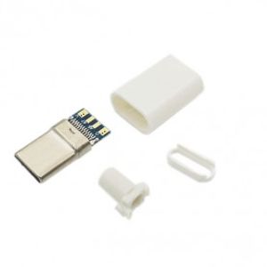 کانکتور USB Type-C نری (Plug) به همراه کاور سفید بسته 5 تایی