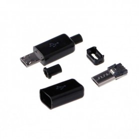 کانکتور USB Micro نری (Plug) به همراه کاور مشکی بسته 5 تایی