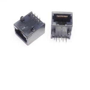 سوکت Rj-45 مادگی رایت انگل روبردی 8 پایه مدل دو ، Rj-45 Socket Female 8p8c Right angle Board Mount