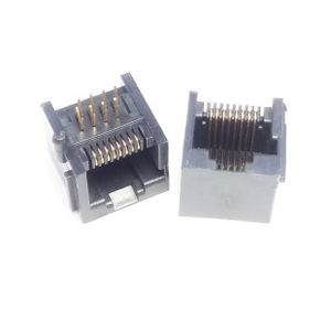 سوکت Rj-45 مادگی رایت انگل روبردی 8 پایه مدل یک ، Rj-45 Socket Female 8p8c Right angle Board Mount